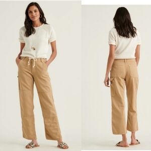 Lucky Brand Women's Tie-Waist Carpenter Pants‎ Size 26 Beige Straight Leg Casual